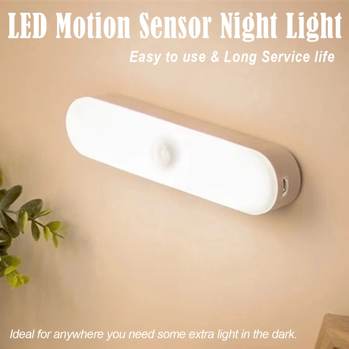 10cm Led Bedside Motion Sensor Night Lamp Light Wardrobe USB Push Button Switch Rechargeable Light Auto Switch With Wireless Pir