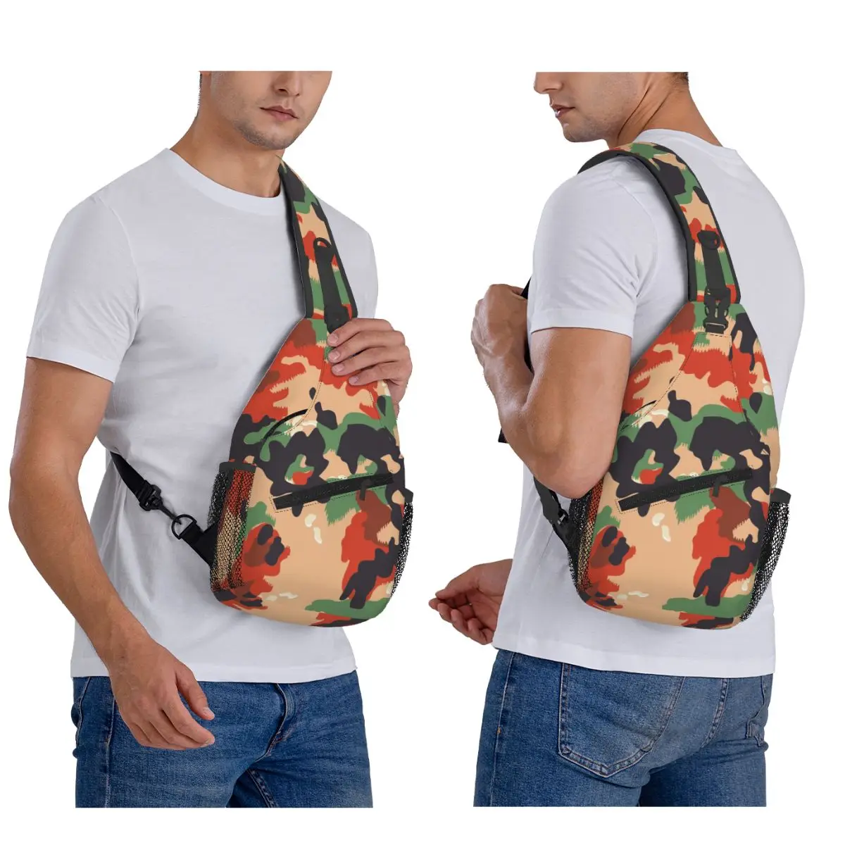 Swiss Army Camouflage Chest Bag Men Sling Crossbody Backpack Chest Bag Travel Hiking Daypack Shoulder Bag