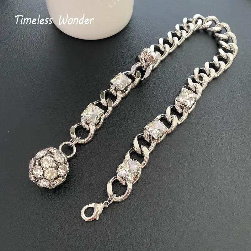 Timeless Wonder Retro Zircon Geo Chunky Chain Necklaces for Women Designer Jewelry Goth Runway Trendy Rare Gift Punk Top 9526