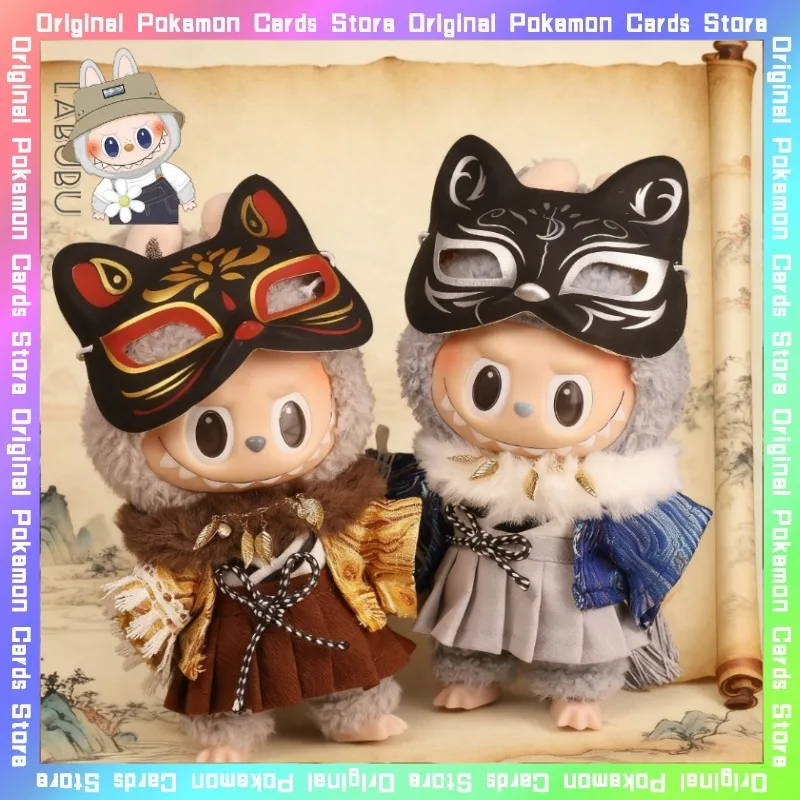 

Only Clothes for 10cm V1 V2 V3 Labubu Japanese Kimono Set Fox Mask Cotton Doll Cosplay Cartoon Accessories Toys Birthday Gifts