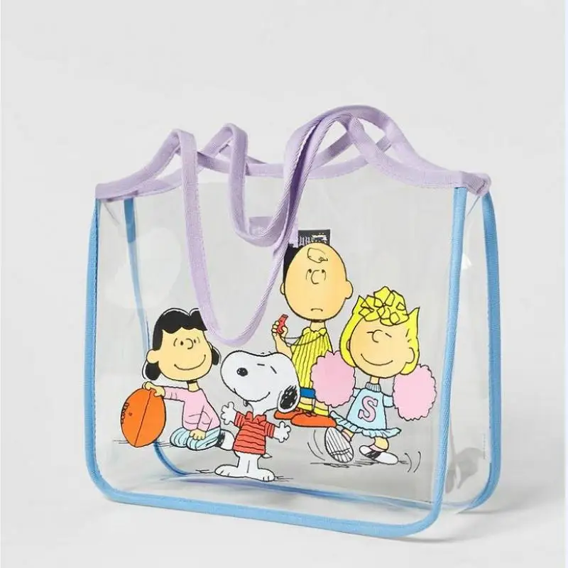 New Kawaii Cute Snoopy Handbag One Shoulder Bag Jelly Pack Printing Transparent Large Capacity Fashion Cute Girl Birthday Gift