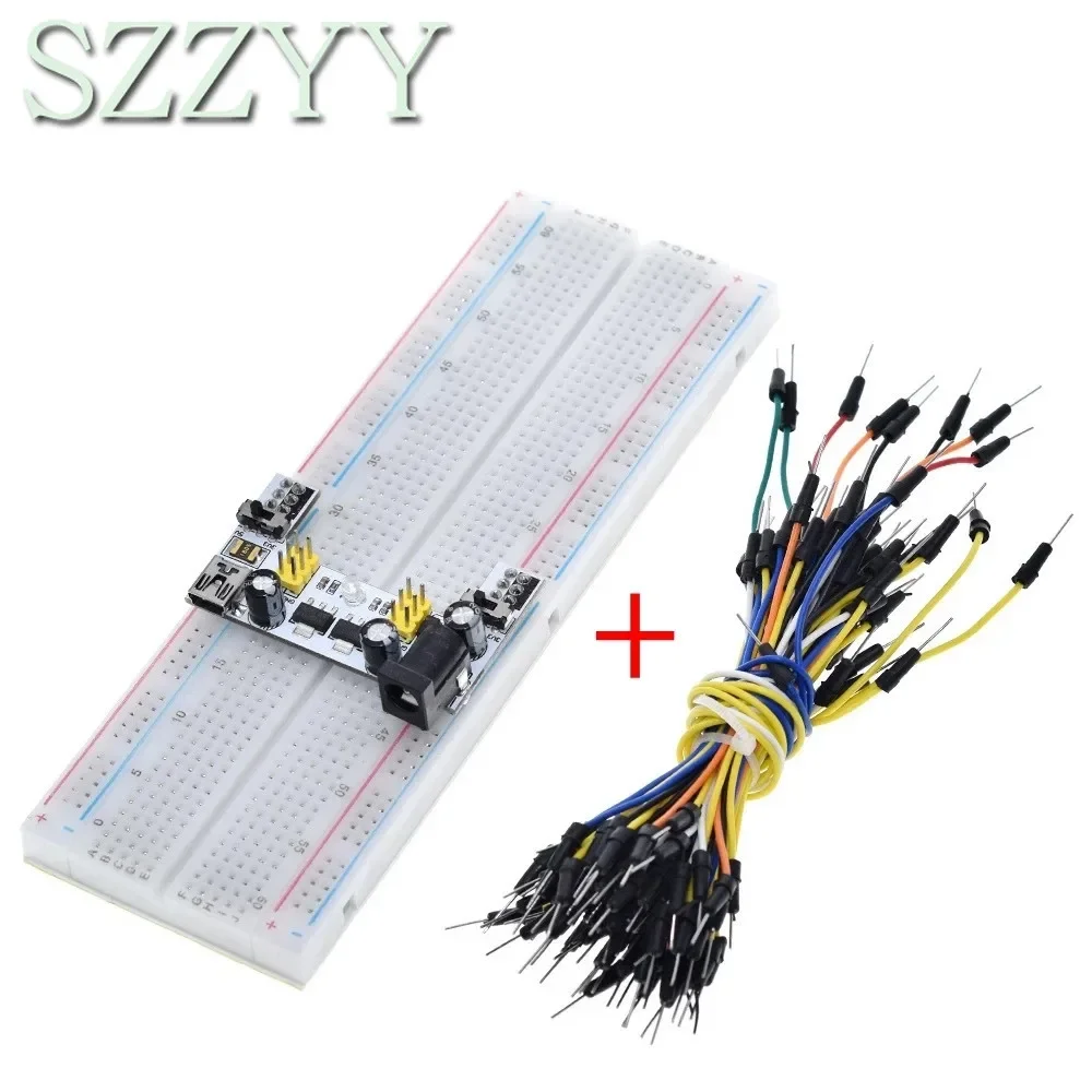 3.3 فولت/5 فولت MB102 وحدة طاقة اللوح + MB-102 830 نقطة النموذج لوح خبز لمجموعة اردوينو + 65 أسلاك توصيل معزز بالجملة