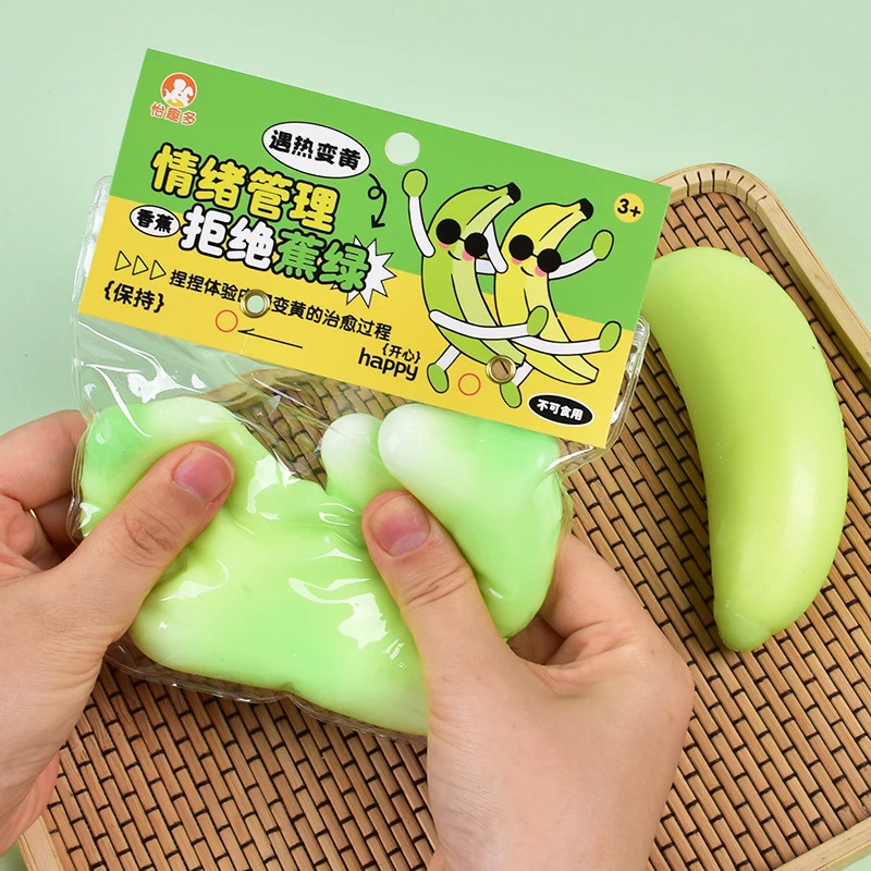 1PC Kneading Fruit Squeeze Toy Anti-stress Squishy Slow Rising Jumbo Squishy Color Changing Banana Toys Fun Stress Relief Props