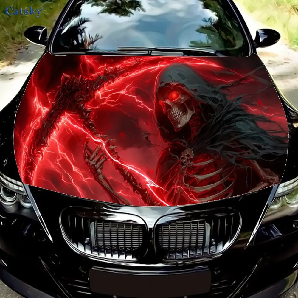 Gothic scythe skeleton Fantasy theme car cover decoration, suitable for cars, SUVs and other models, car accessories, inspired d