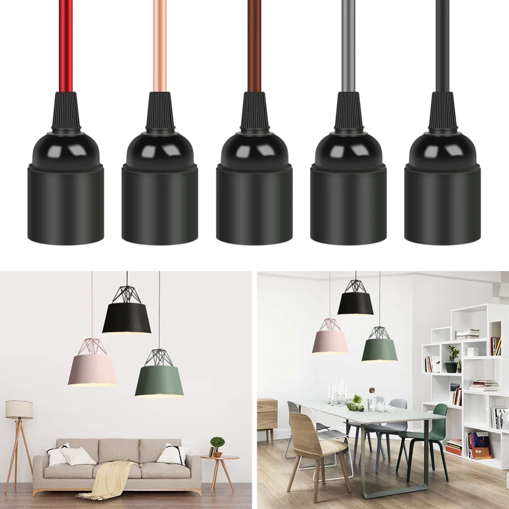 E27 Lamp Holder Suspended Pendant Light Fitting Kit 2 Core Pendant Light Ceiling Lighting Fitting Cable Plug with On/Off Switch