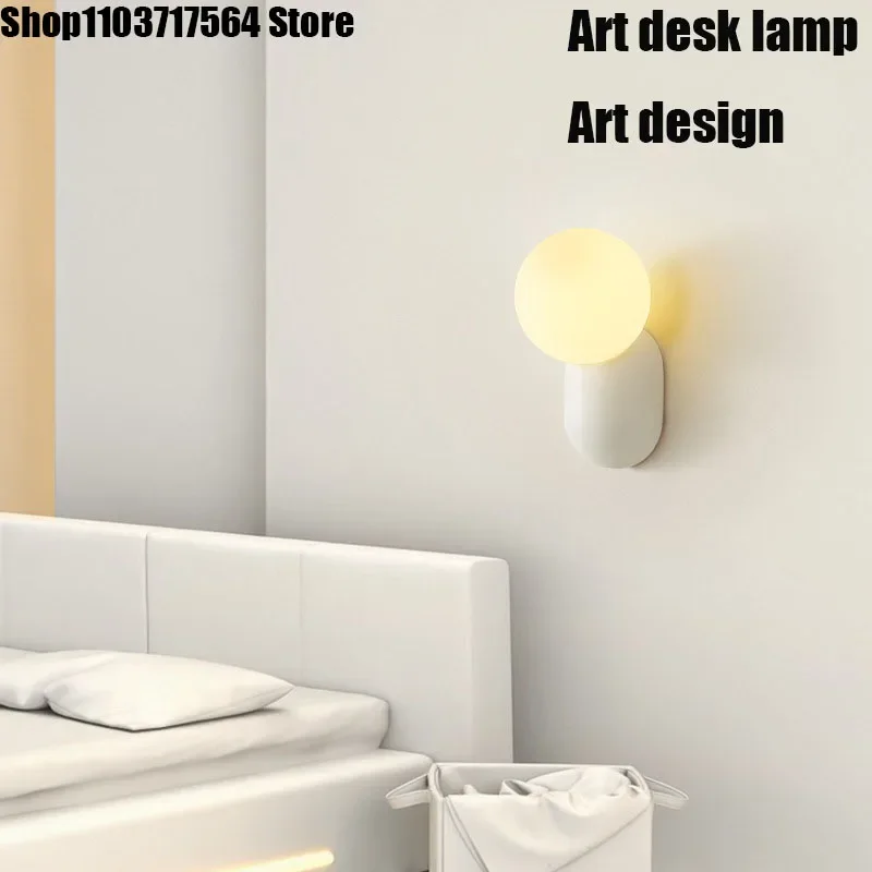 Simple Nordic  Wall Lamp Modern Simple Cream  Head Light For Living Room Bedroom Besides Study Interior Decoration Fixture