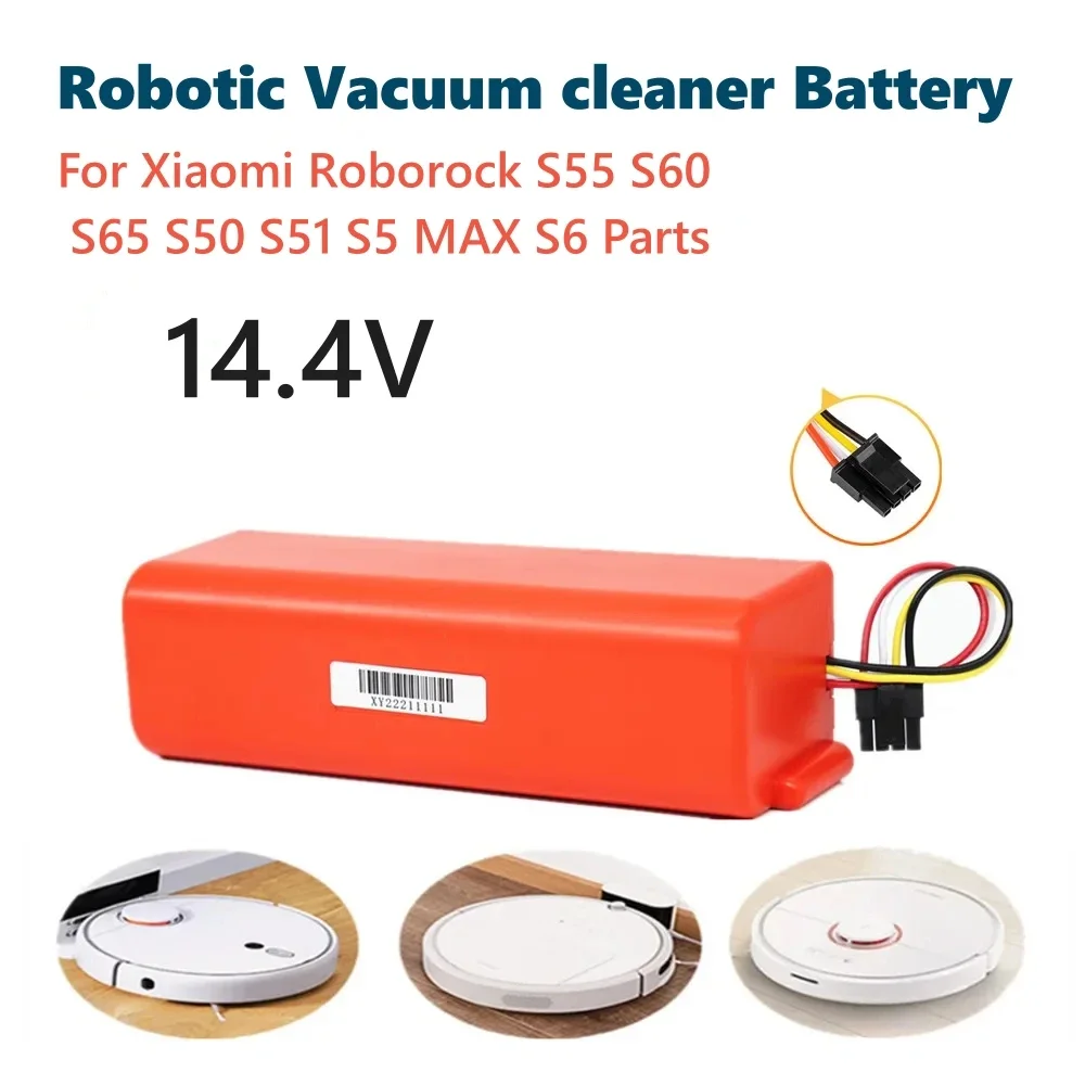 Xiaomi Roborock-ロボット掃除機の交換用バッテリー,100% オリジナル,14.4v,9800mah,s55,s60,s65,s50,s51,s5 max,s6部品