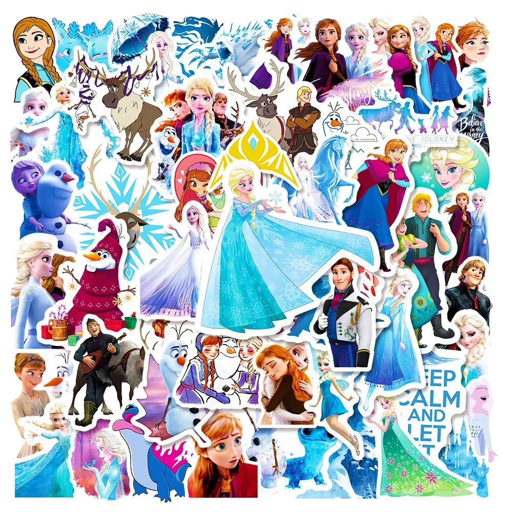 10/50pcs Disney Frozen Princess Elsa Anime Stickers Kawaii Decal for Kid Notebook Fridge Bike Car Aesthetic Graffiti Sticker Toy