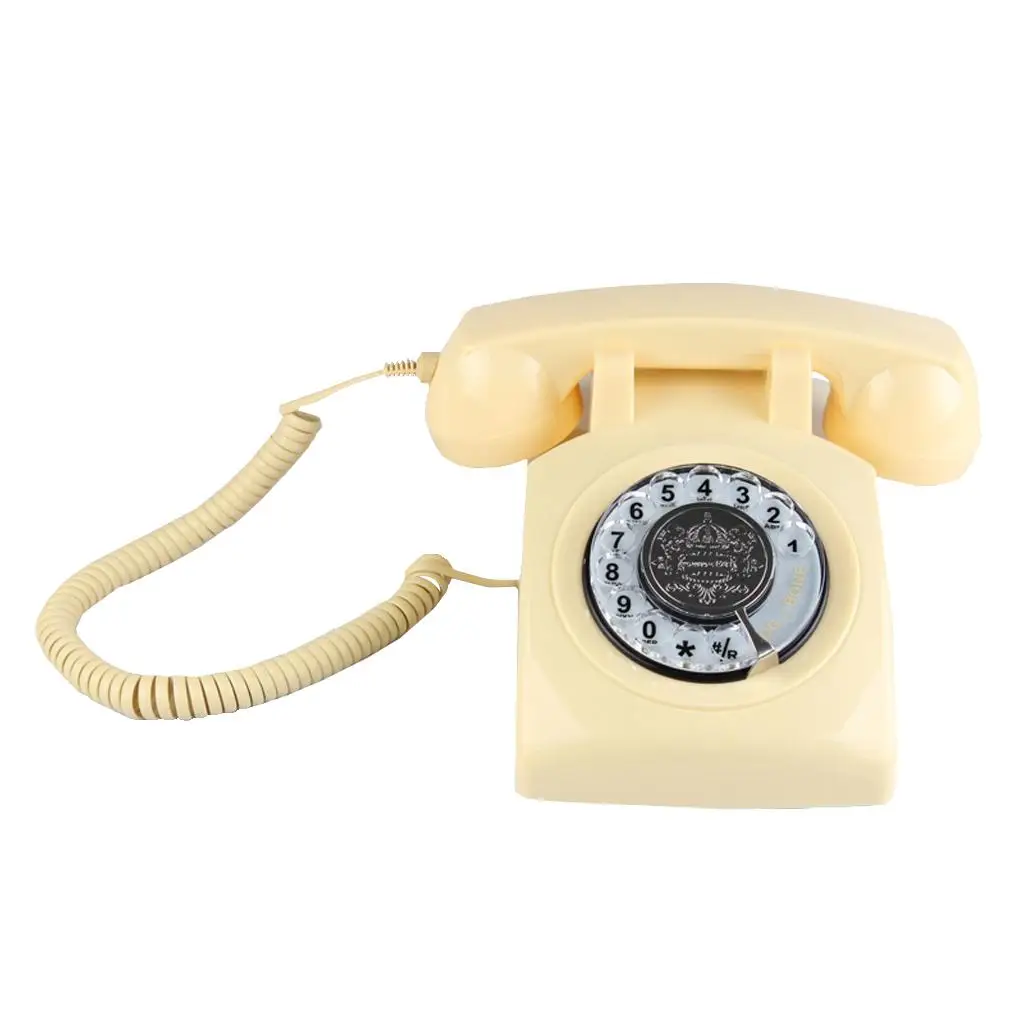 Retro Design Classic Style Landline Rotary Dial Telephone for Home Office