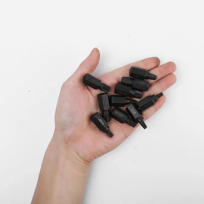 10Pcs Multi-Spline Screw Extractor Screw Extractor Carbon Steel Damaged Screw Remover Set Metal Easy Out Drill Bits Bolt Stud