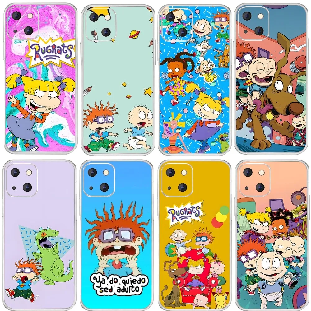 Cartoon Funny R-rugrats Phone Case For Iphone 15 11 13 14 Pro Max 7 8 Plus X Xr Xs Max Se2020 12mini Transparent Cover