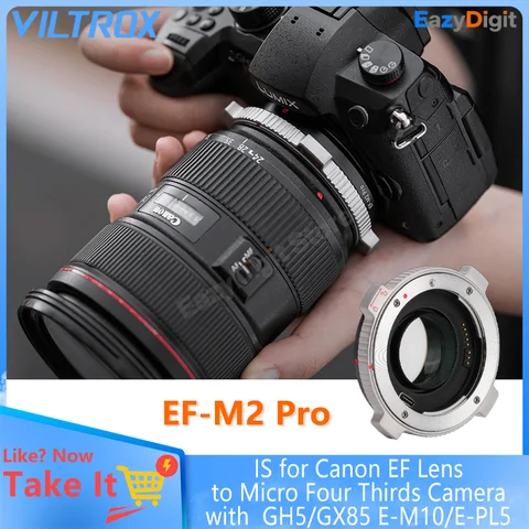 VILTROX EF-M2 Pro Auto Focus Lens Adapter IS for Canon EF Lens to M4/3 Camera with Panasonic GH5/GX85 Olympus E-M10/E-PL5
