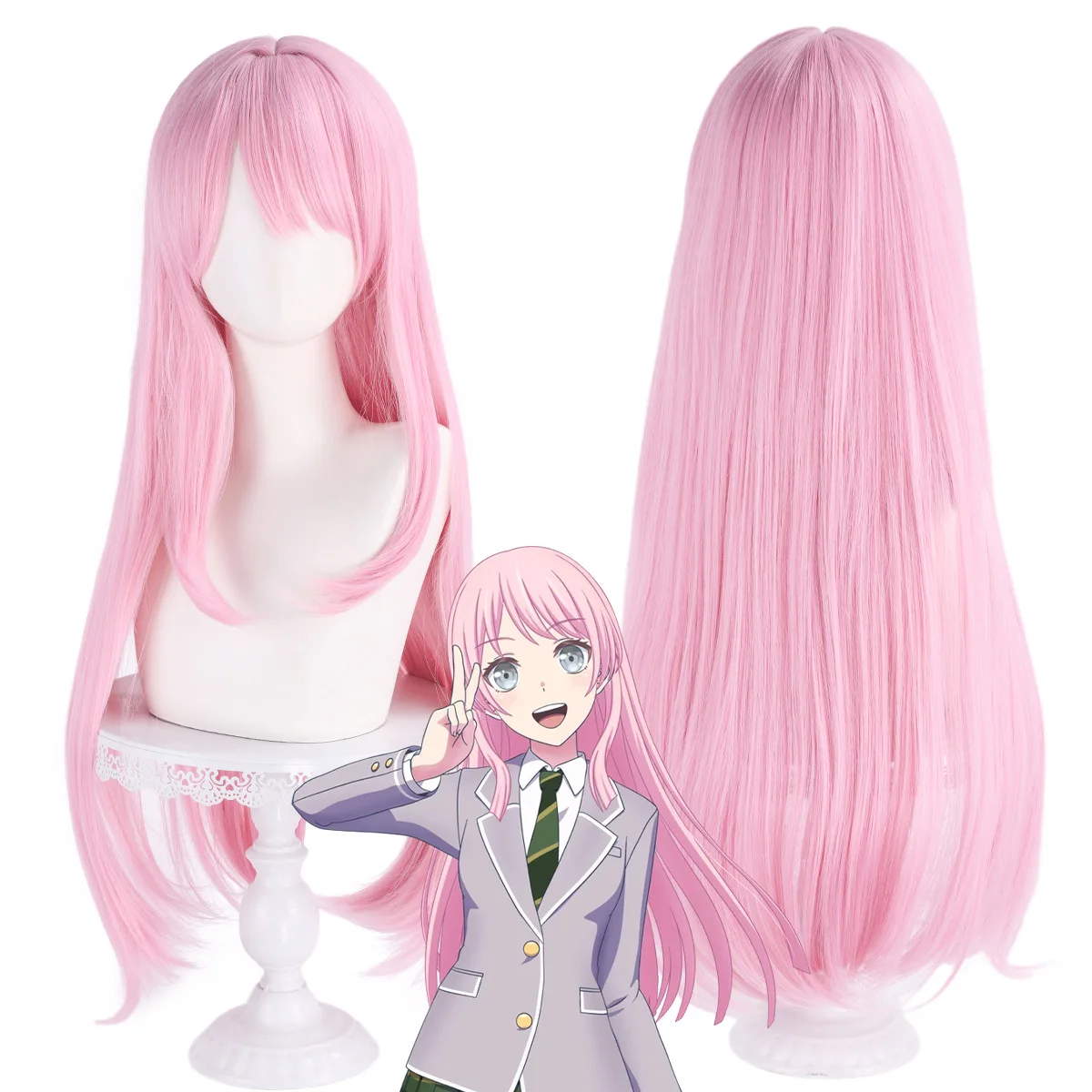 

Женский длинный прямой термостойкий парик BanG DreamAnon Chihaya розовый