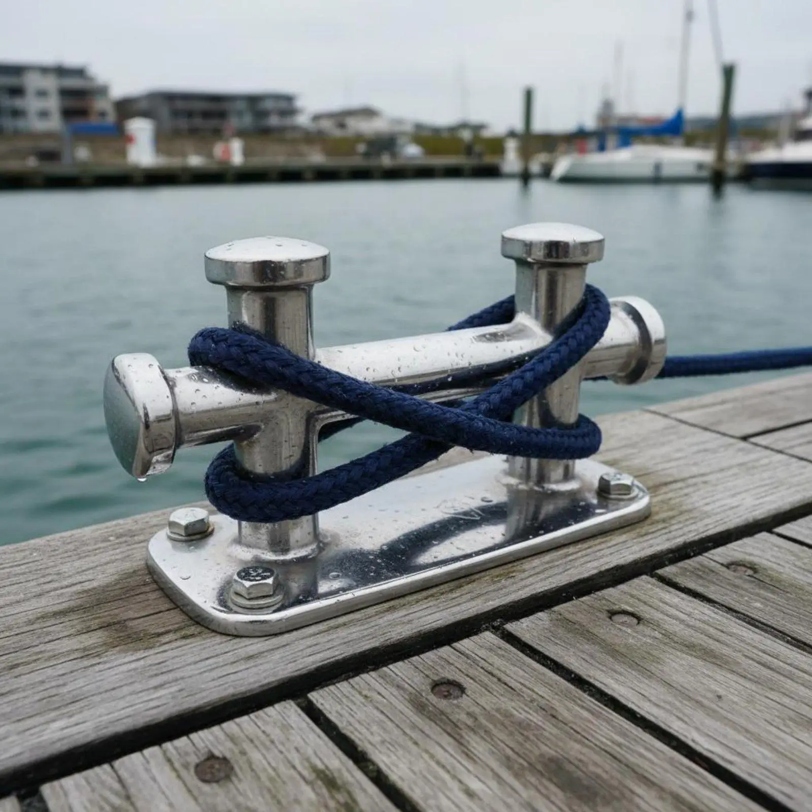 Heavy Duty Double Cross Bollard Polished Finish Cross Mooring Cleat Saltwater