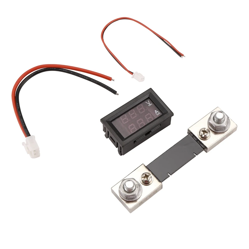 

Цифровой измеритель напряжения и тока, светодиодный DC двойной дисплей 7V-100V 100A метр с шунтом