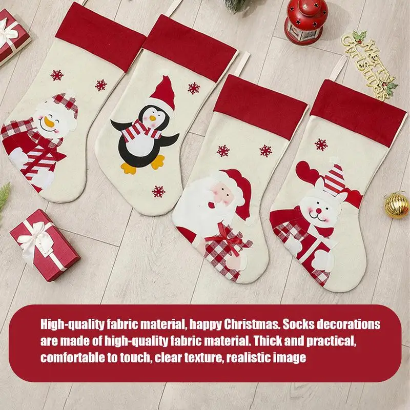 Christmas Stockings Novelty Santa Stockings Family Christmas Stocking Fireplace Hangings Stocking for Holiday Decoration