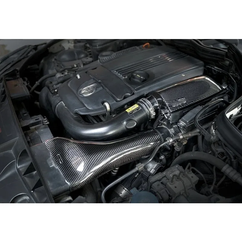 10-13 مجموعات مدخل هواء الكربون الجاف الحقيقي لمرسيدس بنز W212 E200 E260 CGI 1.8T GTR نظام السحب البارد المنوع
