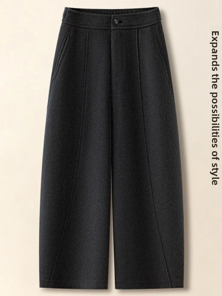 Spodnie damskie z wysokim stanem, luźne, z prostymi nogawkami, szerokie spodnie typu knife pants, spodnie do kolan, eleganckie, codzienne spodnie do pracy.