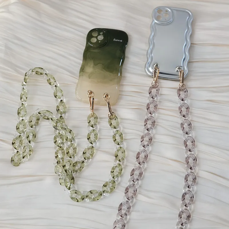 Spring Summer New Phone Accessory Lanyard Candy Transparent Crossbody Strap Long Phone Case Chains Acrylic Neck Phone Chain