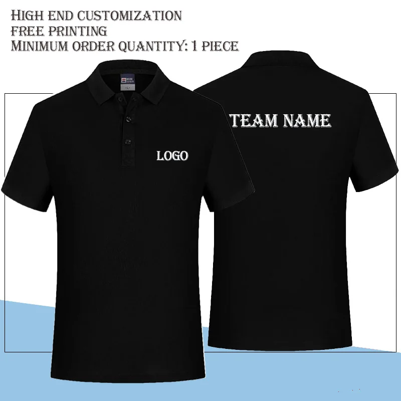 custom logo Summer New Men Polo Shirt  Short-sleeved Casual Solid Tops Custom Printing Your Own Design Photo or Logo Women Polos