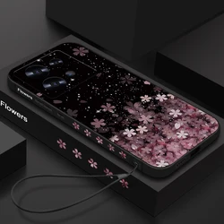 Luxury Sakura Lanyard Case For Xiaomi 13T 11T Poco F3 X6 X5 F6 Pro Mi 11 Lite 5G NE Redmi Note 13 12 11 10 Pro 11s 14 Cover