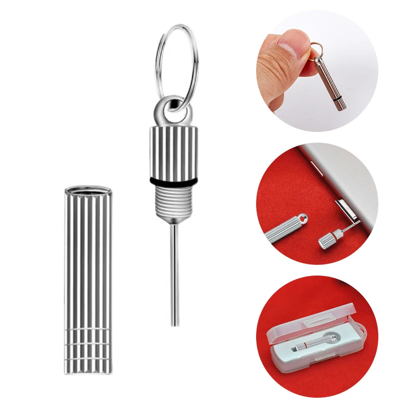 Nieuwe Roestvrij Sim Kaart Lade Pin Eject Removal Tool Naald Opener Kaart Pin Met Sleutelhanger Anti-Verlies Mobiele telefoon Accessoires