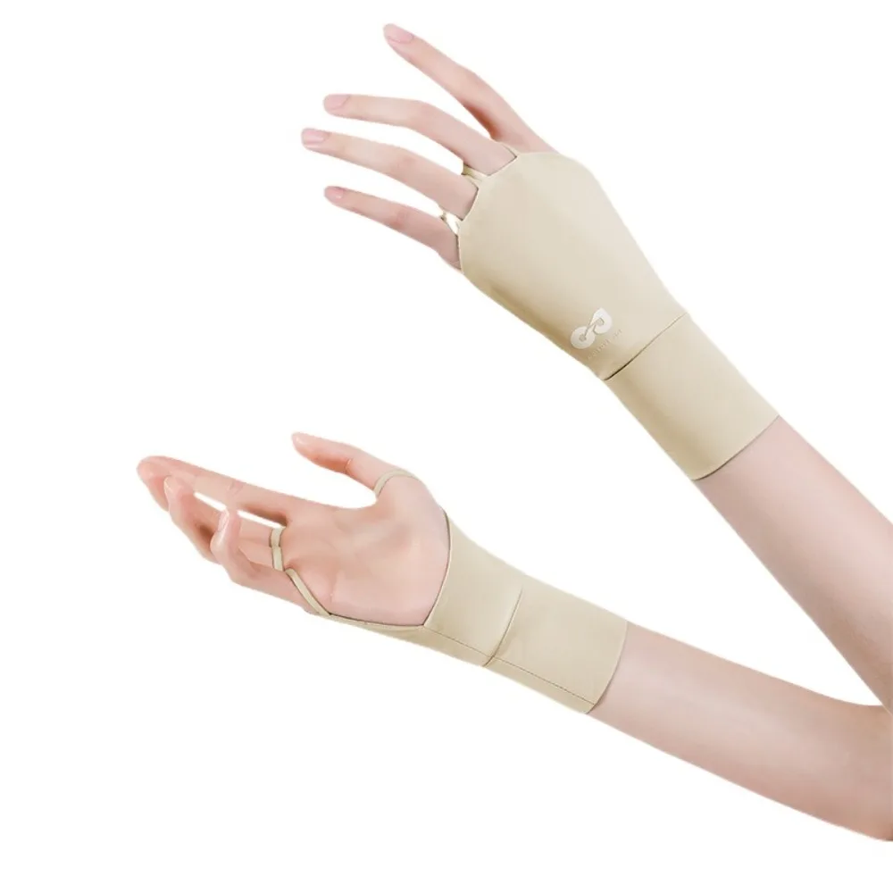 

Elastic Half Finger Golf Gloves Thin Anti-UV Sunscreen Gloves Protect Wrist Wristband Solid Color Ice Silk Mittens Outdoor