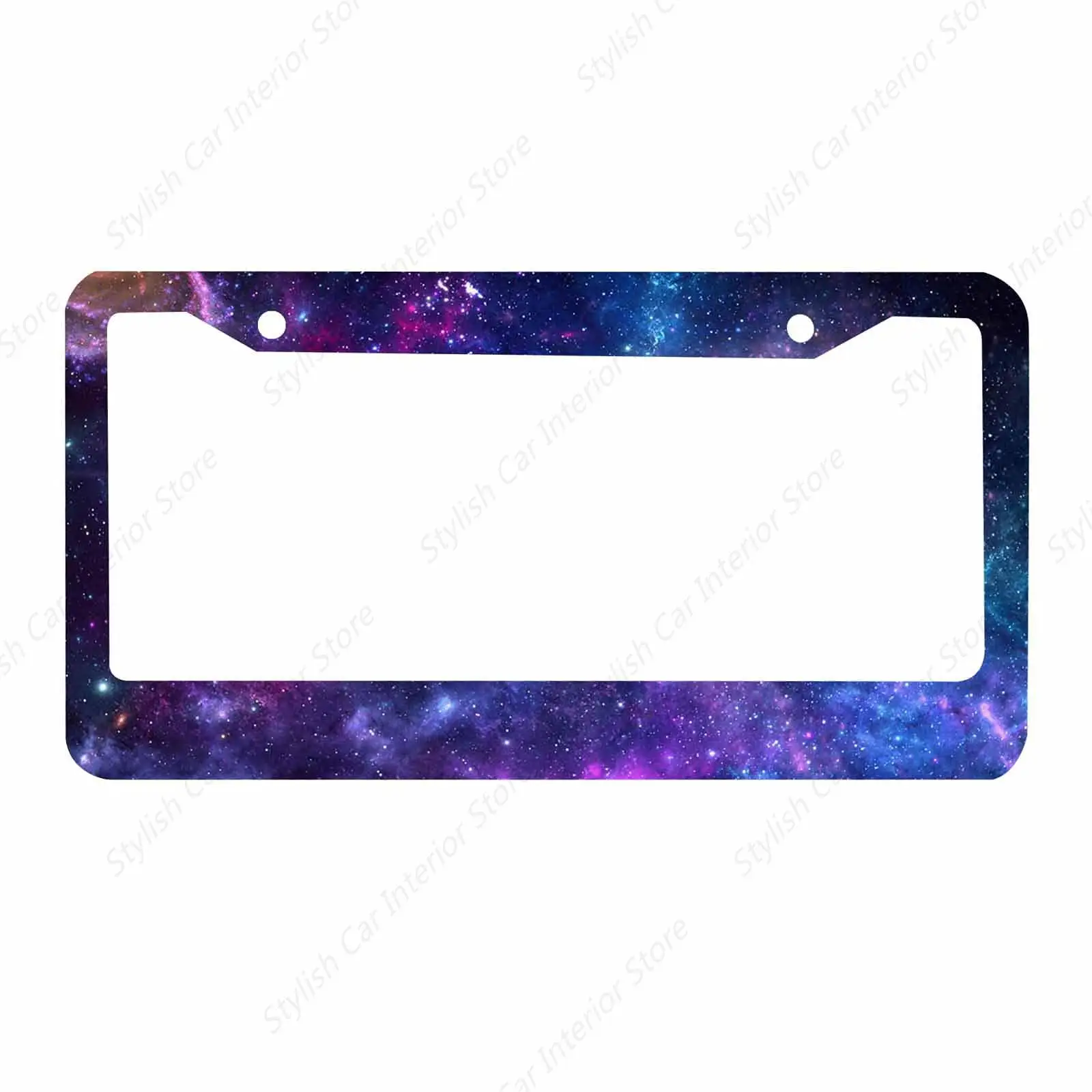 Decorative License Plate Frame Beautiful Galaxy Space Car Tag Frame Aluminum Auto License Plate Holder for Men Women