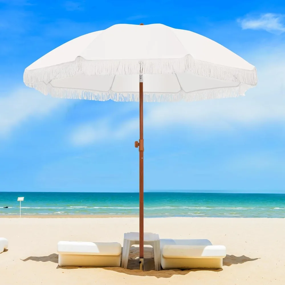 Protective terrace umbrella with 8 ribs and tilted buttons - perfect for the beach and your versatile outdoor companion