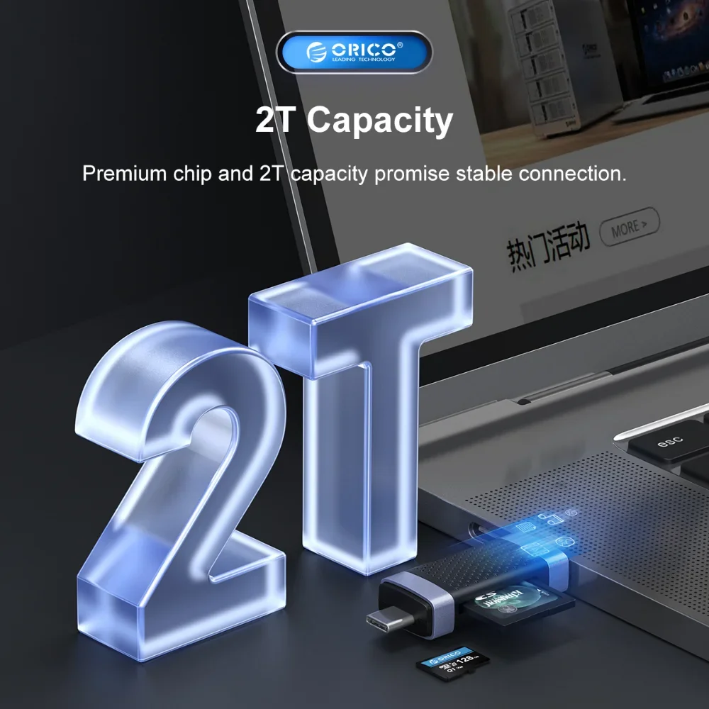 ORICO Type C USB3.0 Card Reader Portable 2-in-1 Smart Card Reader To SDXC, SDHC, MMC Memory Card Adapter PC Laptop Accessories