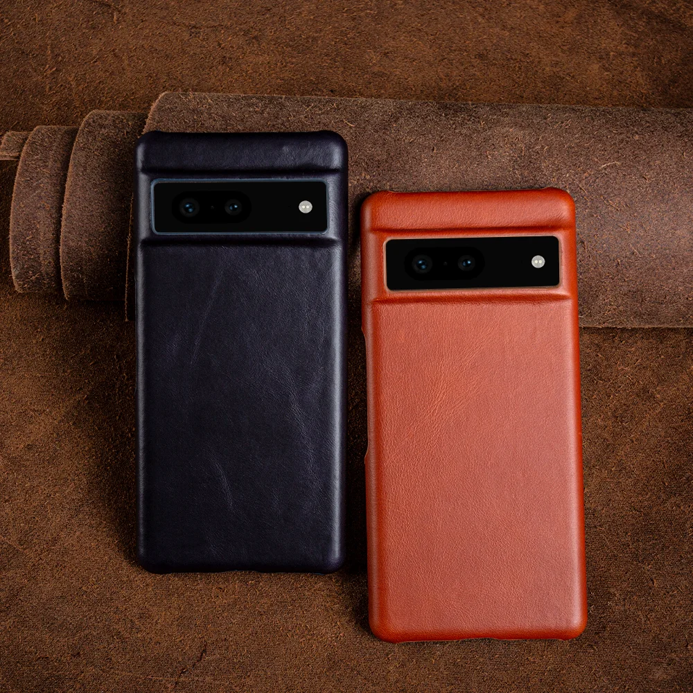 Oil Wax Genuine Leather Case For Google Pixel 7 Shell Series 10Pro 6A 6Pro Aesthetic Vintage Phone Cover Capa Back Coque Carcasa
