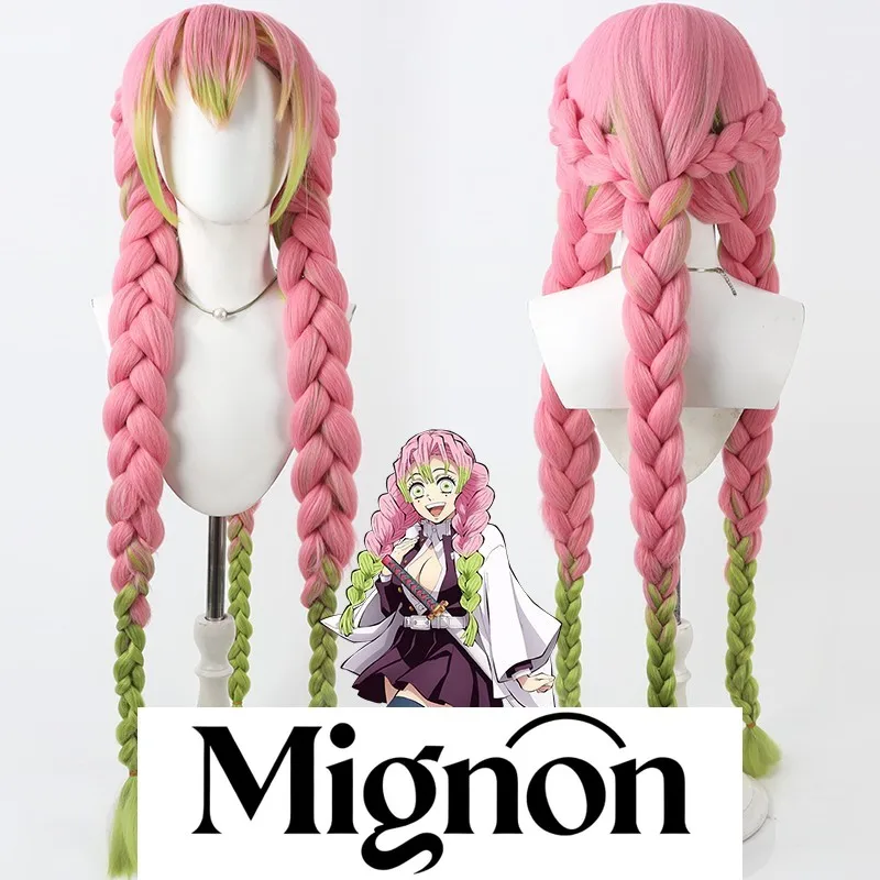 Mignon شيطان القاتل Kanroji Mitsuri شعر مستعار تأثيري سميكة طويلة التدرج