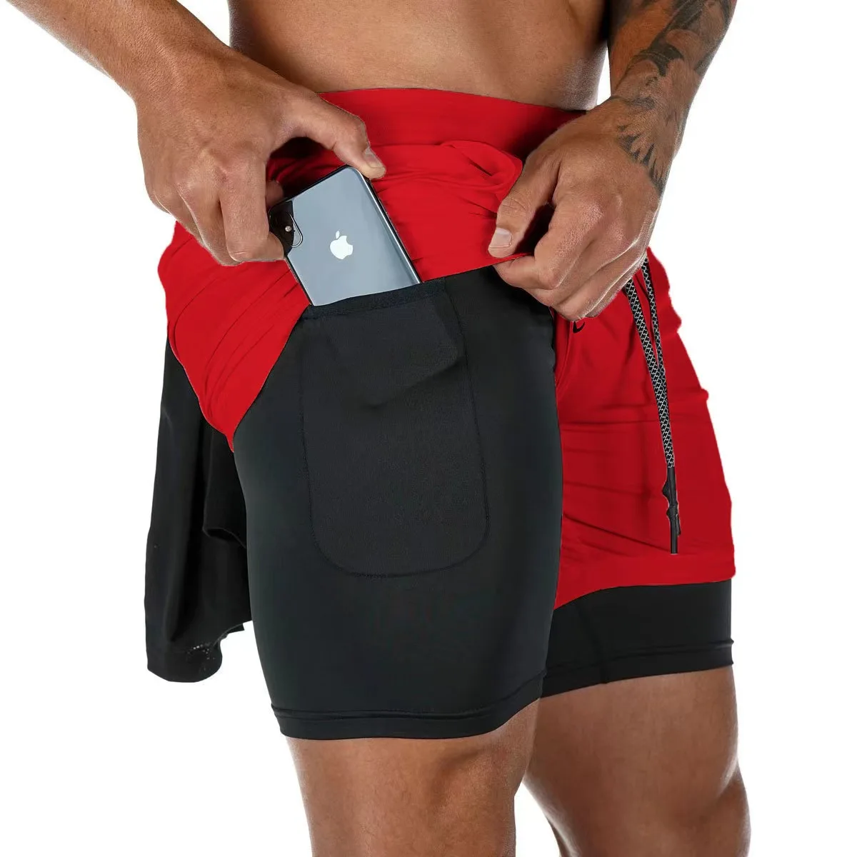 2024 New 2-in-1 Men's Fitness Shorts Training Fitness Sports Jogging Shorts, Comfortable, Breathable, and High Elastic