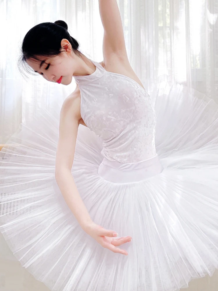 Yunjin-leotardos de Ballet para mujer, malla de algodón para gimnasia, Sexy, sin espalda, Ropa de baile de Ballet, encaje blanco