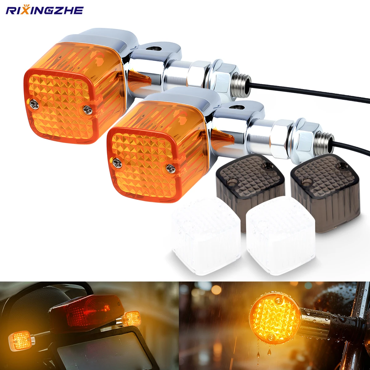 

2PCS Motorcycle LED Turn Signal Light Universal DRL Amber Yellow Flowing Blinker Indicator Motorcycle Flashing Light Tail Lamp