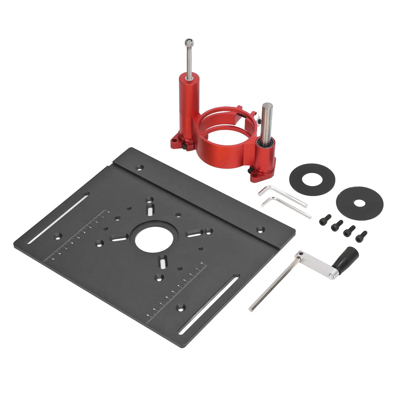 

Router Lift System 47mm Aluminum Alloy Stainless Steel 63.8 to 65mm Clamping Range for woodworking Router Table Firm Fixing