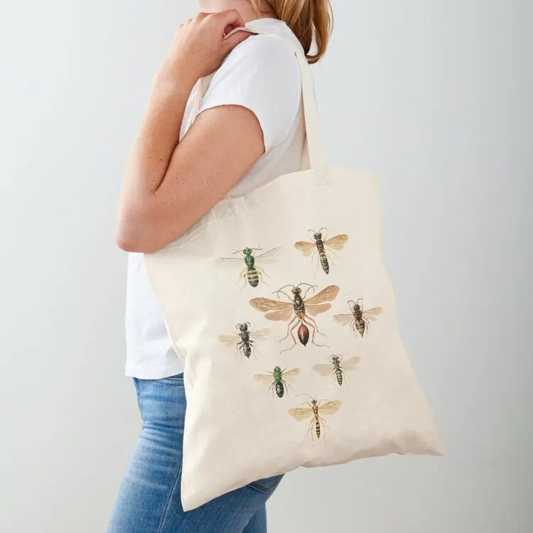 

Vintage Wasp Illustration Tote Bag shopping bag logo tote bag men custom canvas Woman shopper