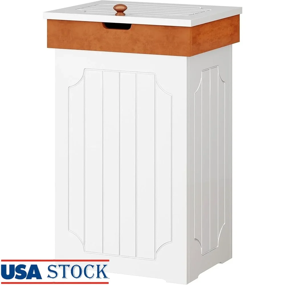 

Wooden Trash Can Cabinet 13 Gallon Dog Proof Kitchen Garbage Bin Eco-Friendly Recycling Trash with Lid Easy Assembly Home Use