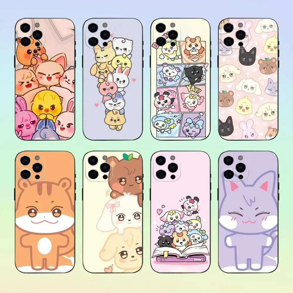 Cute A-ANITEEZ Phone Case For iPhone 17,16,15,14,13,12,11 ,Soft Silicone Black Cover