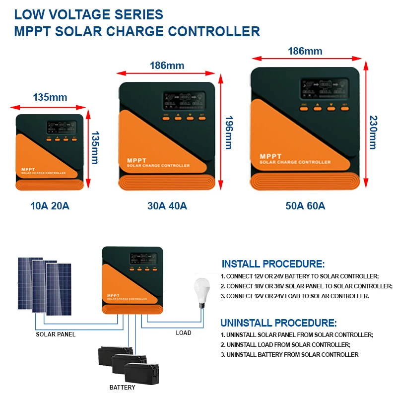 EASUN Regulator ładowania słonecznego MPPT 60A 50A 40A 30A 20A 10A Panel słoneczny kontroler ładowania słoneczne 12V 24V bateria wejście PV 100VOC