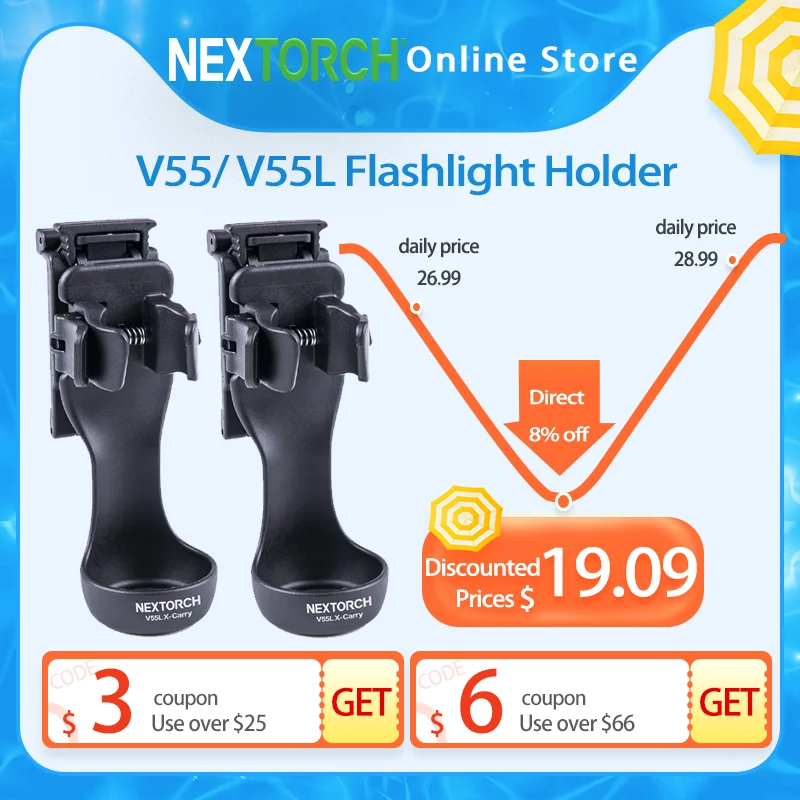 Nextorch V55/ V55L Flashlight Holder,upgraded Innovative Flashlight Carry,360° Rotation,Lightweight,portable,locking function