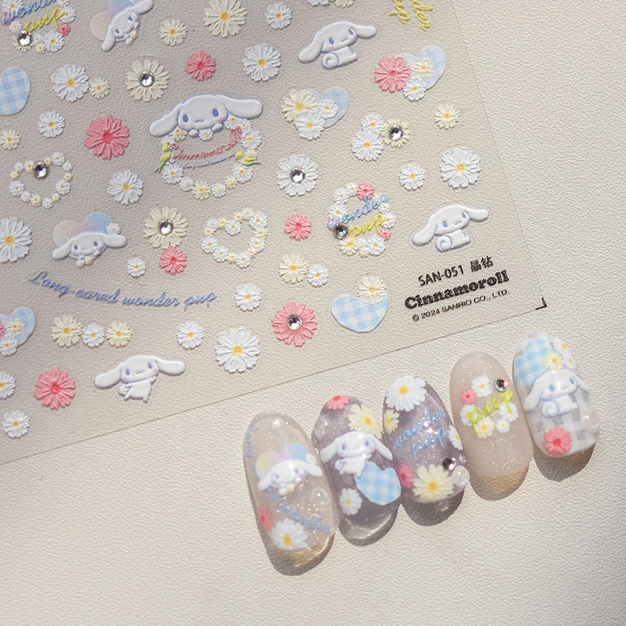 1pcs Sanrio Cinnamoroll 5D Embossed Nail StickersSanrio Cute Circus Tent Design SelfAdhesive Nail Decals Kawaii Cloud Hot sticke