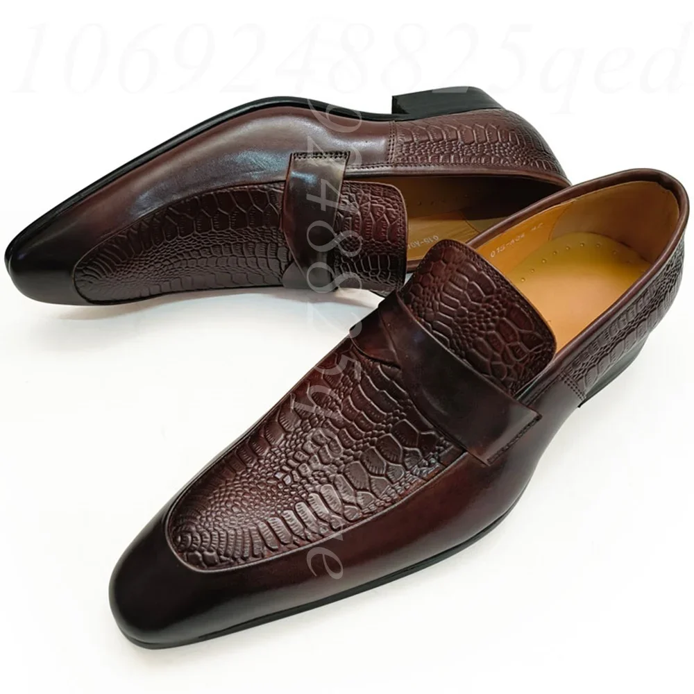 Slip on Black Polished Leather Fashion Men Dress Loafers for Men Plus Size Point Toe Business Casual Formal Shoes for Wedding