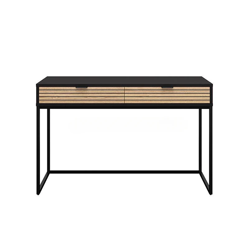 

Black Modern 2 Drawer Console Table Wooden Desk with Grooved Drawer