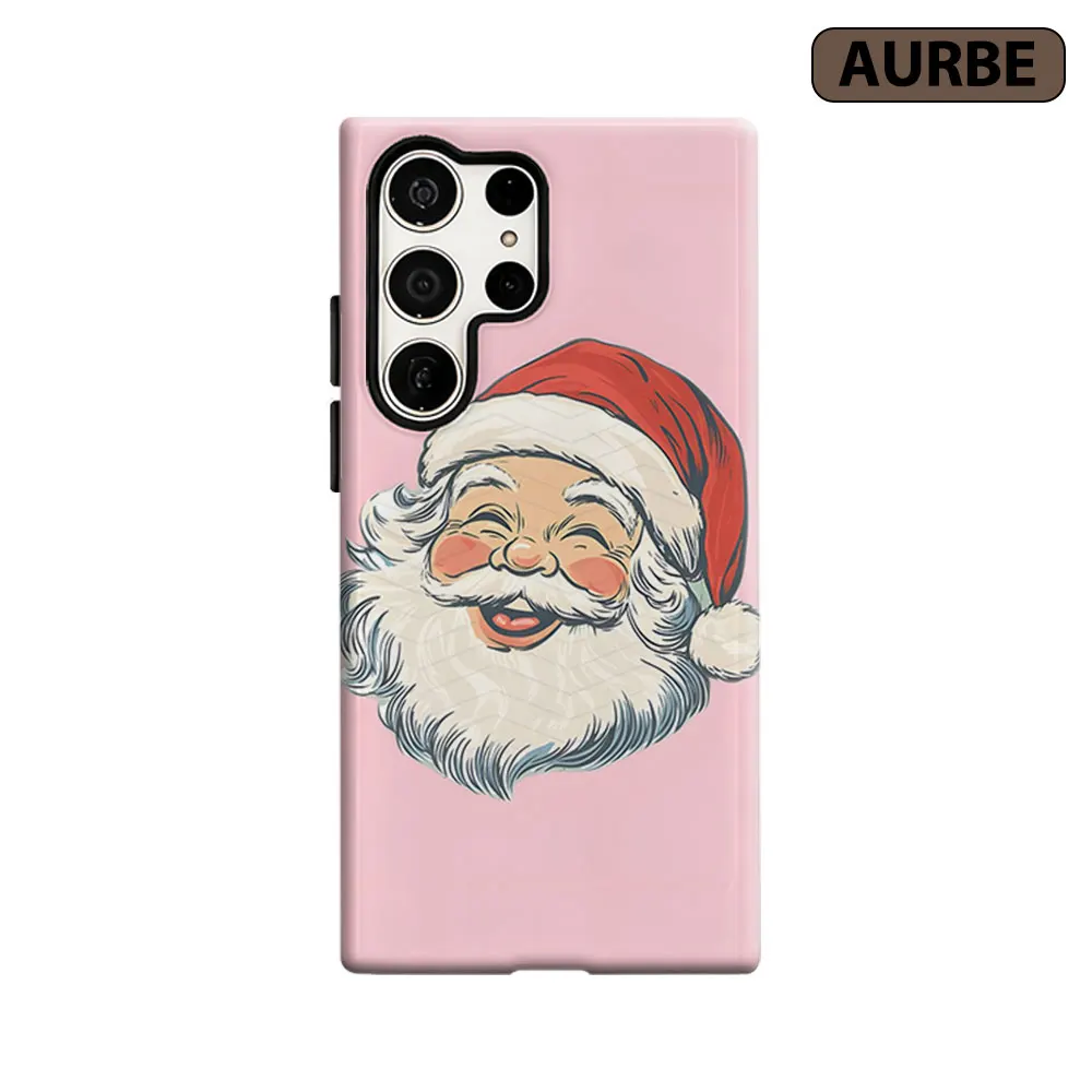 Pink Santa Claus Phone Case For Samsung Galaxy S26 S25 S24 S23 Ultra Plus HD Hard Double Layer Film Cover