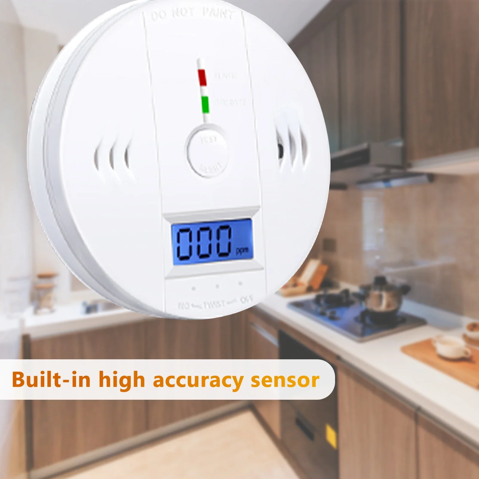 Independent CO Alarm Sensor Carbon Monoxide Alarm Detector 85dB High Sensitive Warning LCD Photoelectric Display for Home Hotel