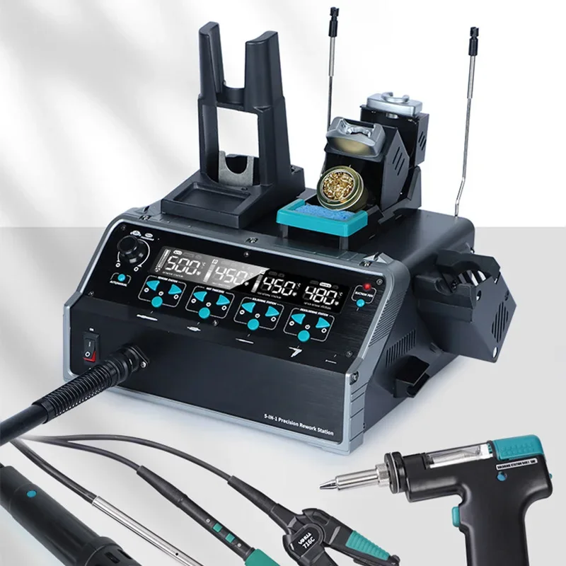 5-in-1 Desoldering Station Precision Soldering Iron, C245/C210 Handle, Solder Sucker, Hot Tweezers, Vacuum Solder Sucker