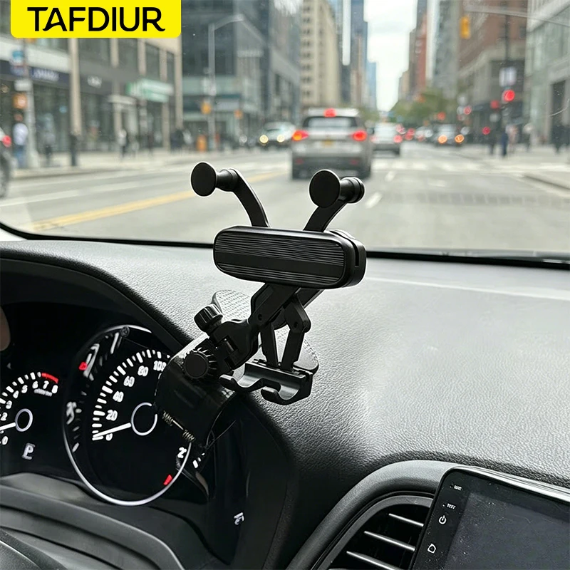 1 piece of ABS material textured clip-type gravity phone car mount, car clip-type gravity sensing mount, stable and not prone to shaking, easy and simple to install, universal car navigation phone holder
