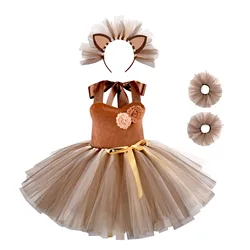 Girl Lion Cosplay Dress Set Jungle Animal Theme Party Costume Halloween