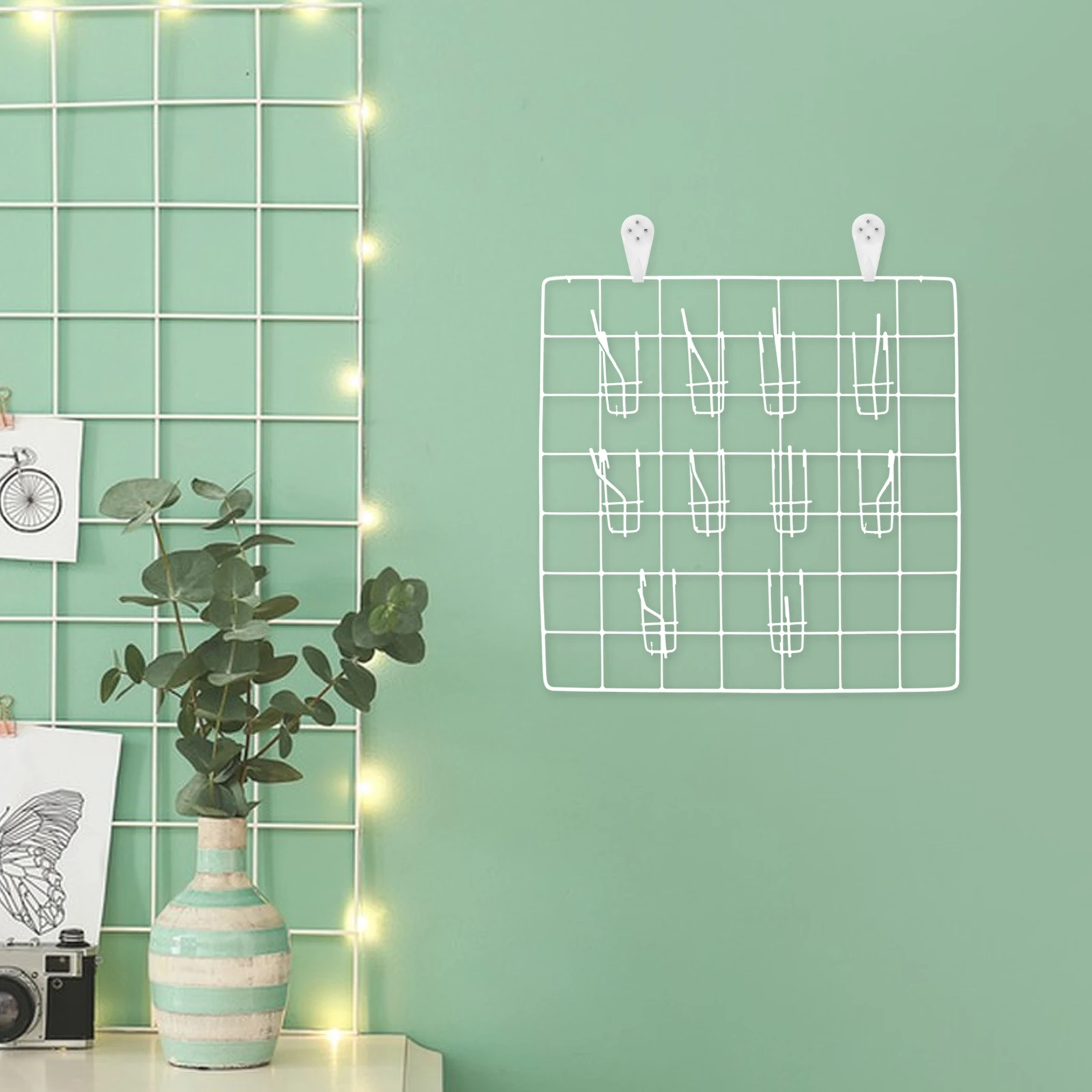 

10pcs Wall Grid Panel Shelf Black Photo Wire Frame Cattle Board Pictures Multifunctional Iron Storage Solution Wire Grid